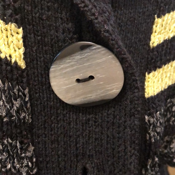 Curio big mop button dow long sleeved striped cotton blend cardigan sweater - Picture 4 of 11